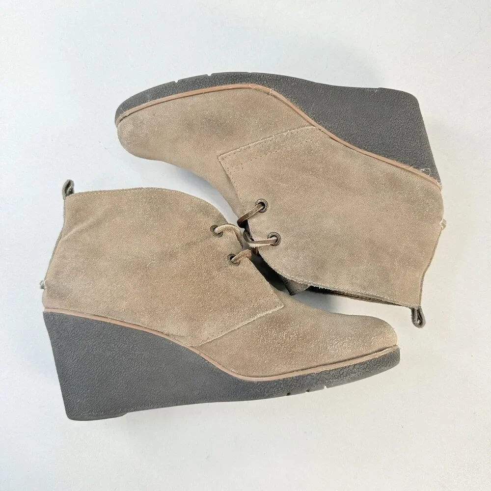 Sperry Harlow Suede Leather Wedge Chukka Boots Tan Sand Size 9